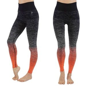 Ombré‎ Wide Elastic Waistband Leggings. Black/Coral in color, size L/XL
